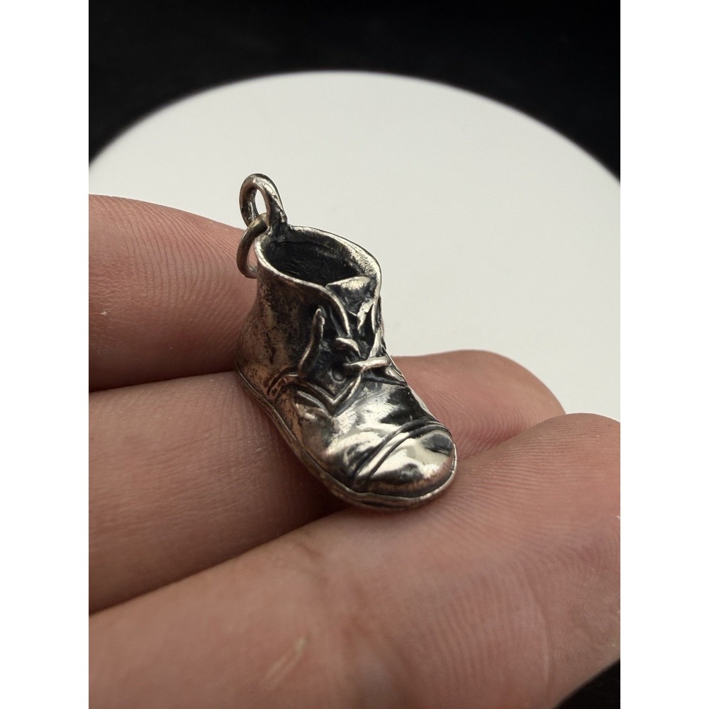 Vintage Danecraft Sterling Silver Baby Shoe Bootie Charm Engraved 1-4-76 925